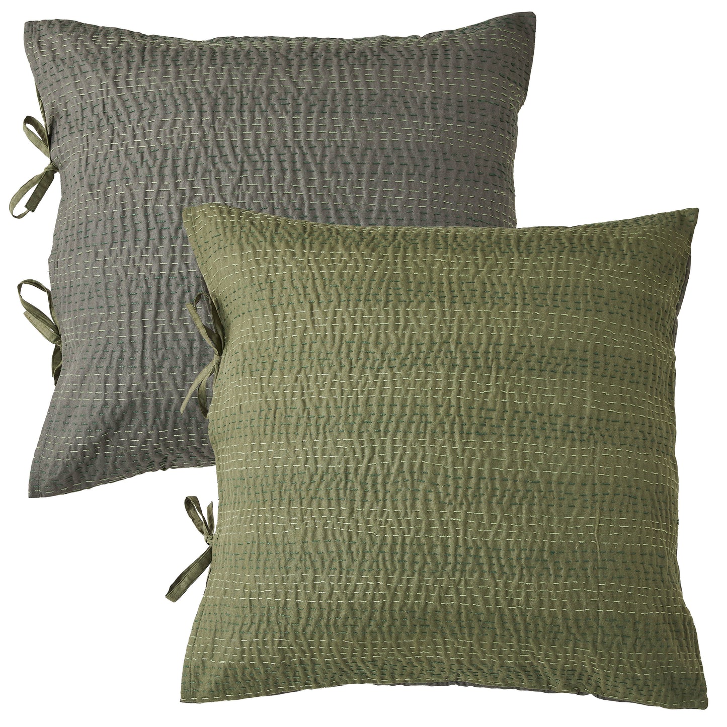 Hand Stitched Reversible Kantha Pillow Sham Pairs