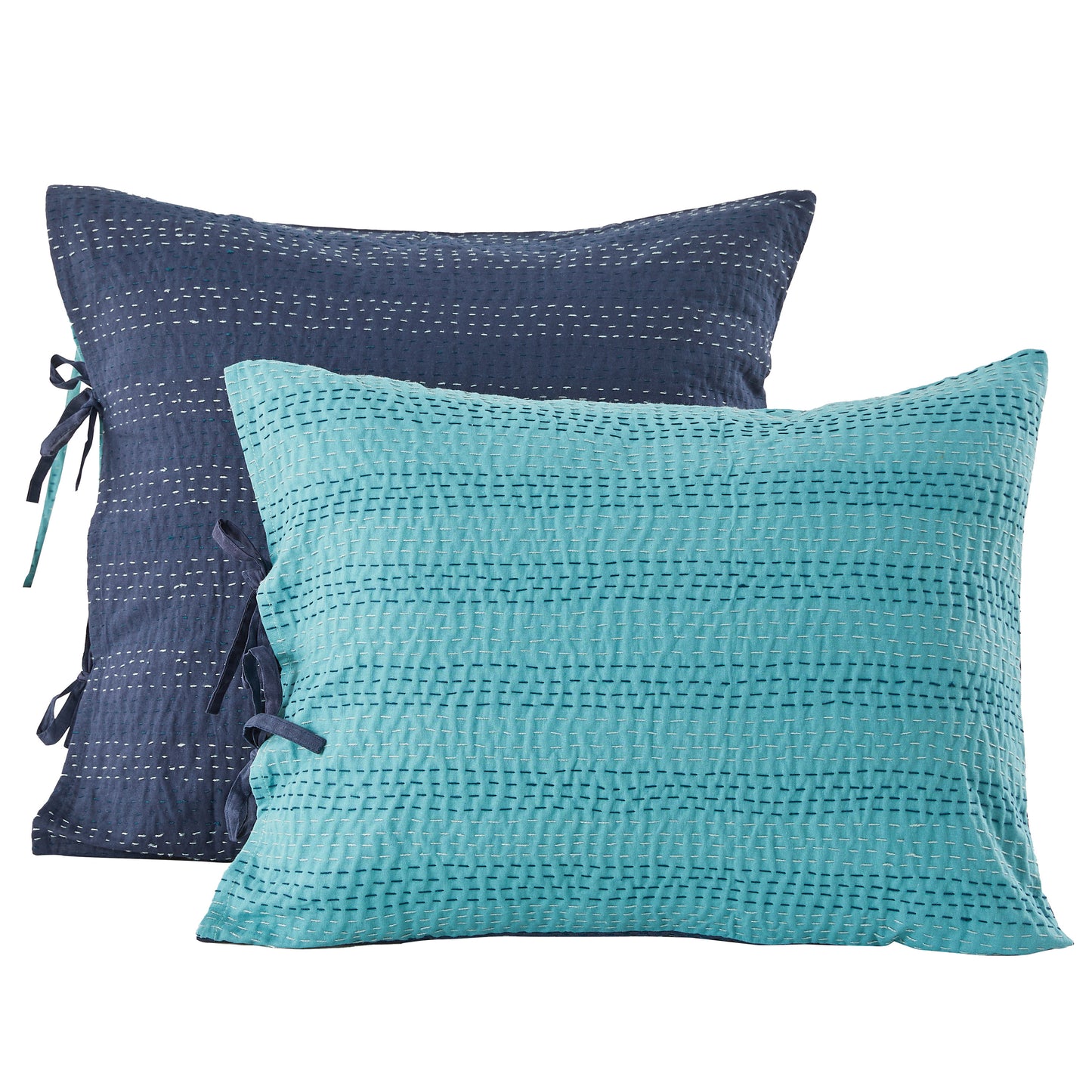 Hand Stitched Reversible Kantha Pillow Sham Pairs