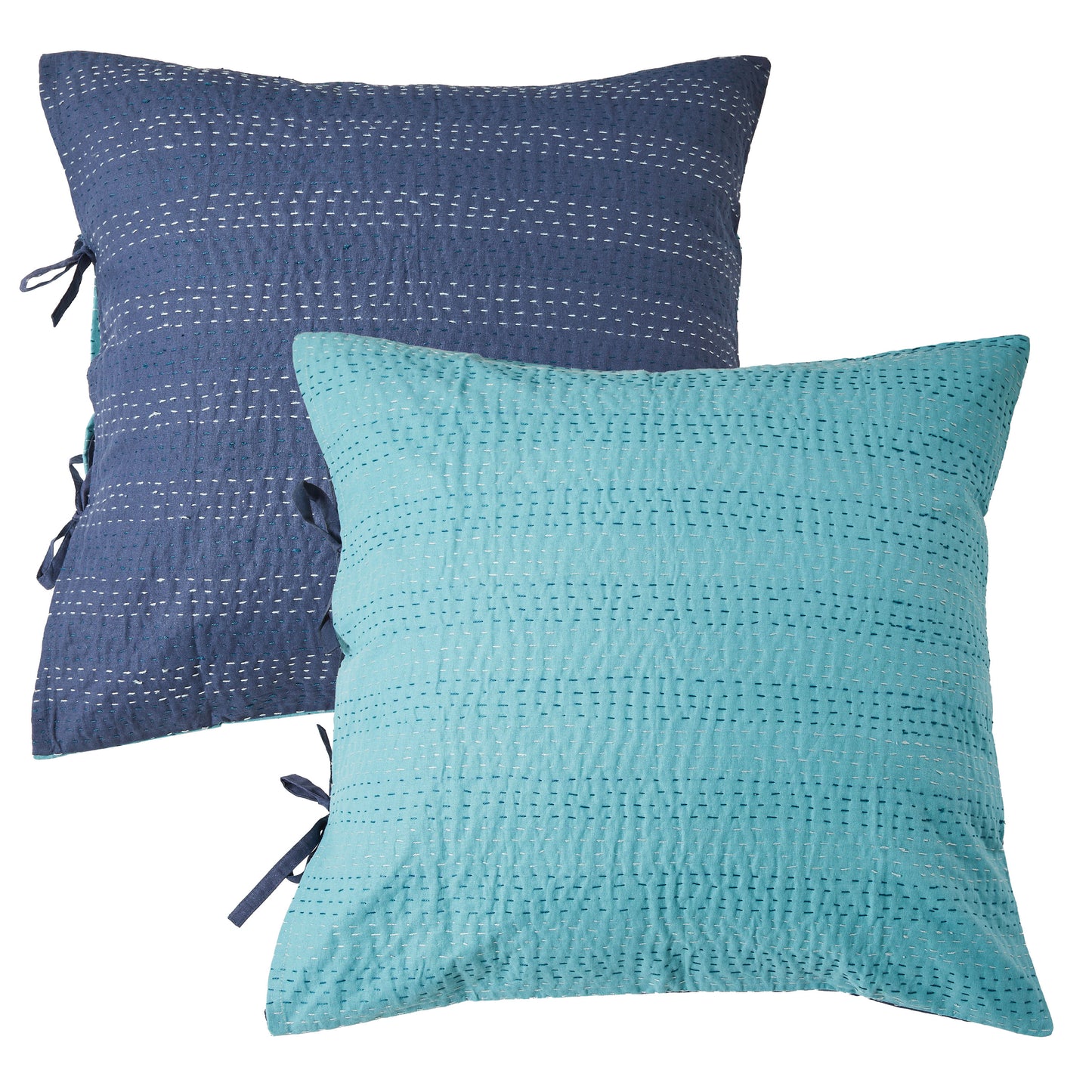 Hand Stitched Reversible Kantha Pillow Sham Pairs