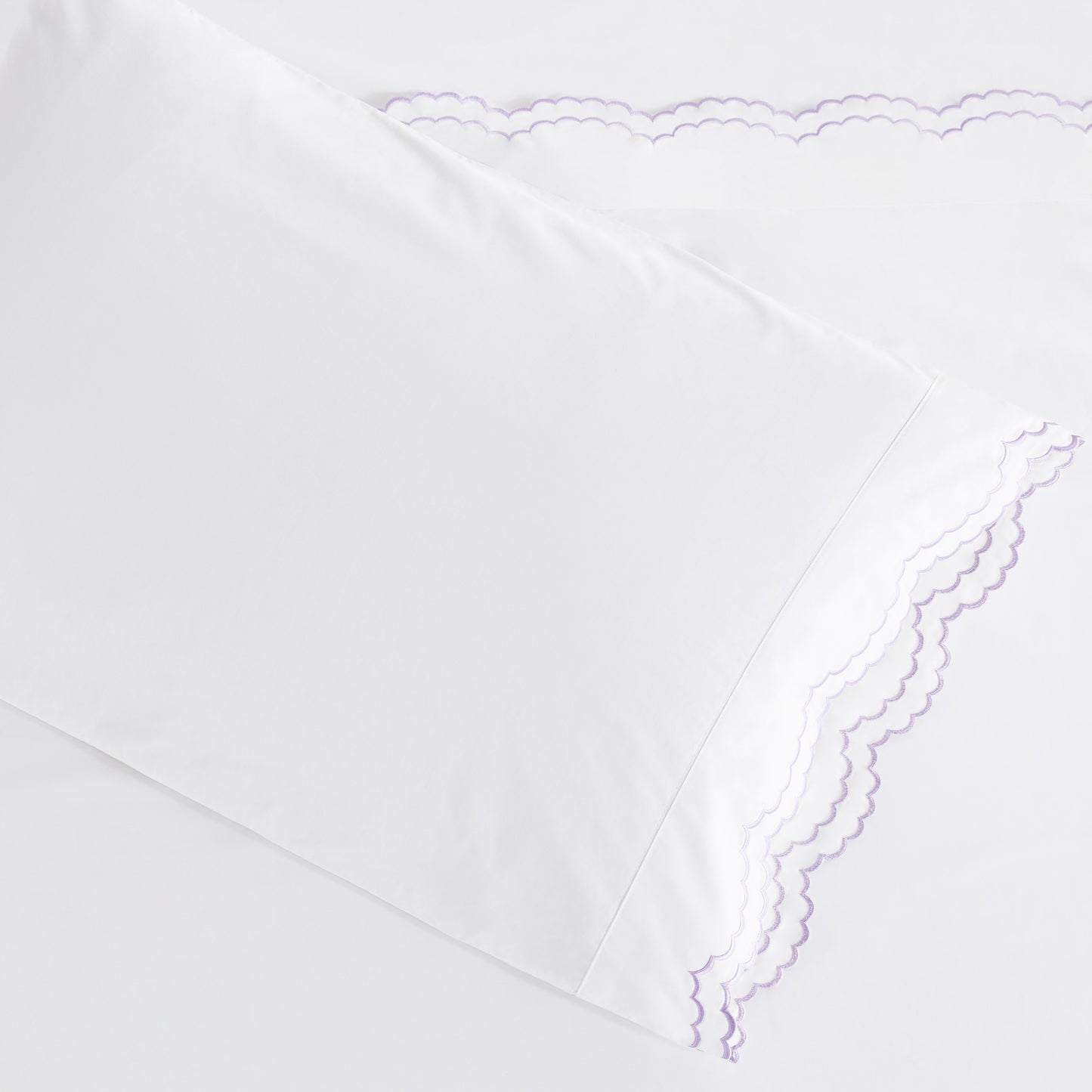 Double Scallop Embroidered Percale Sheet Set