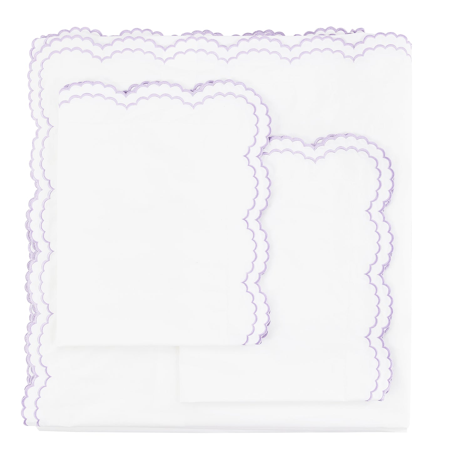 Double Scallop Embroidered Percale Duvet Set