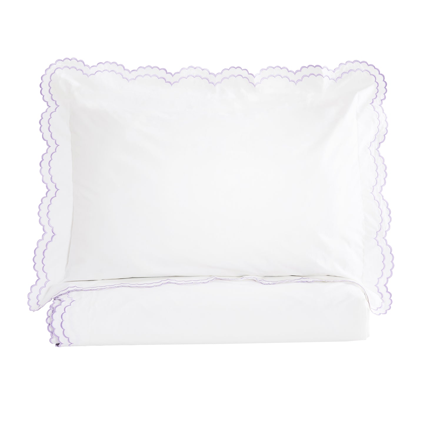 Double Scallop Embroidered Percale Duvet Set