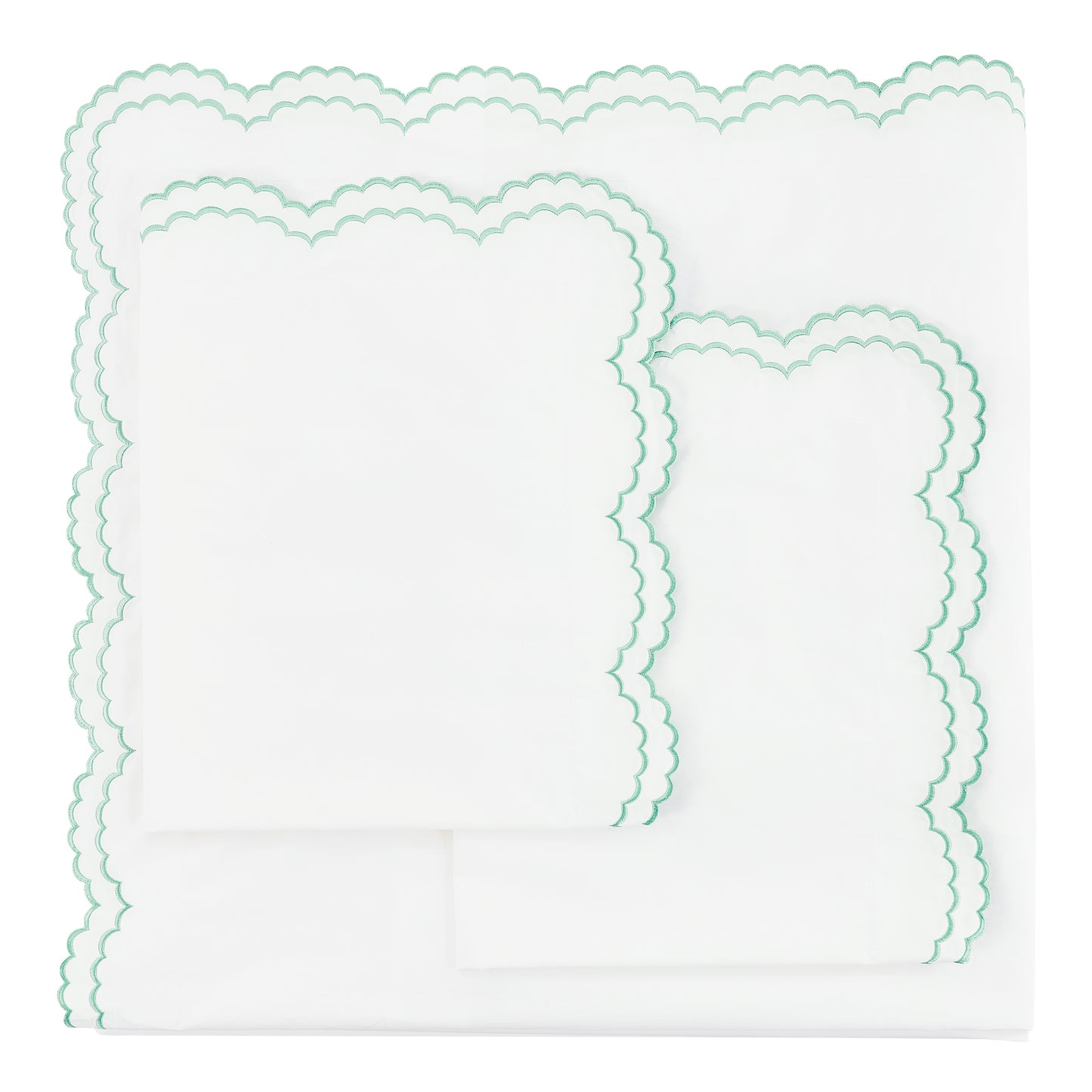 Double Scallop Embroidered Percale Duvet Set