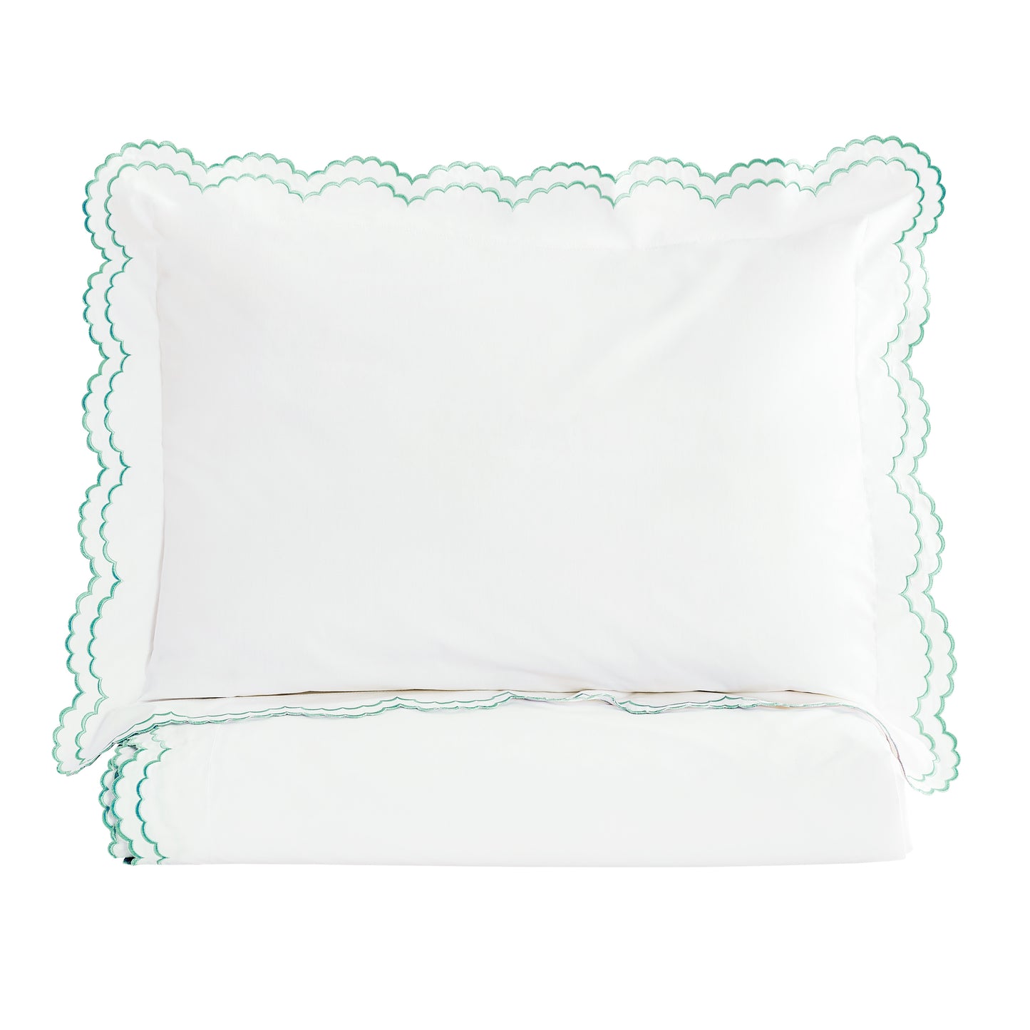 Double Scallop Embroidered Percale Duvet Set