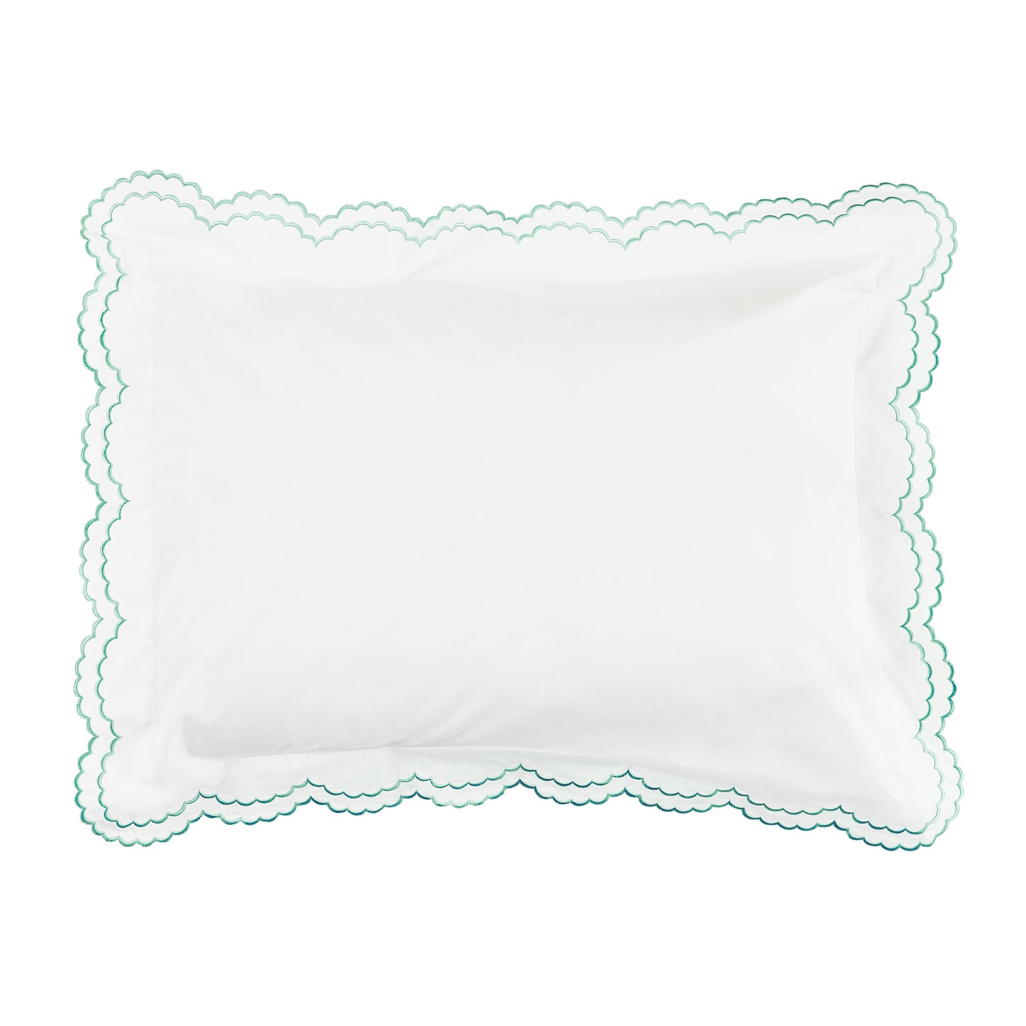 Double Scallop Embroidered Percale Duvet Set