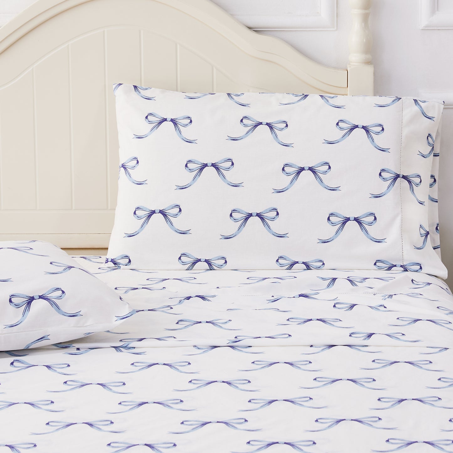 Bows Printed Cotton Percale Sheet Set
