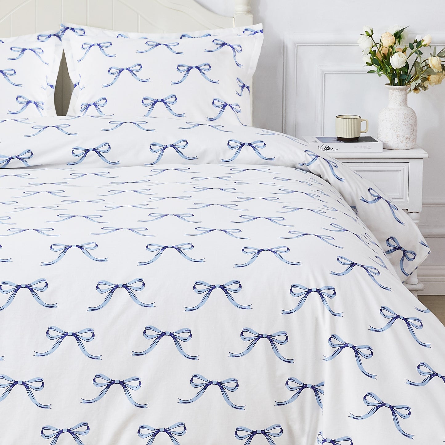 Bows Printed Cotton Percale Duvet Set