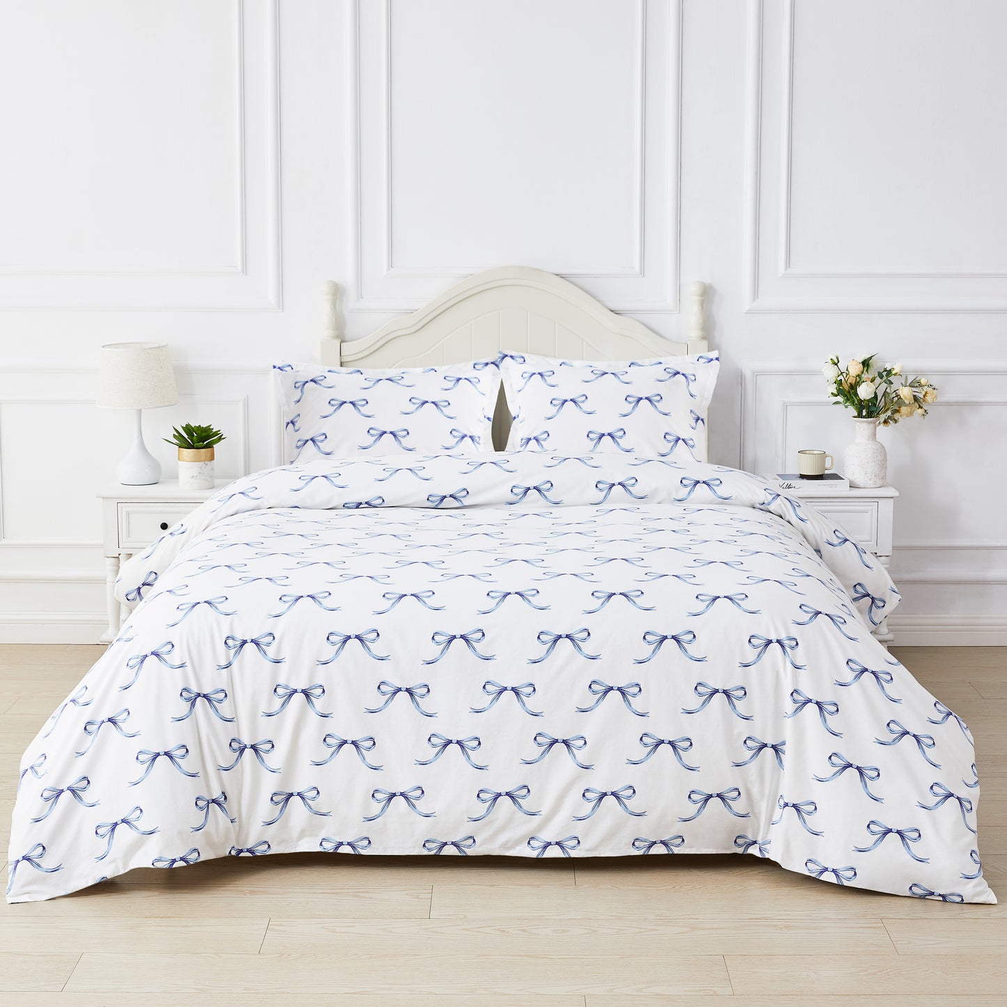 Bows Printed Cotton Percale Duvet Set