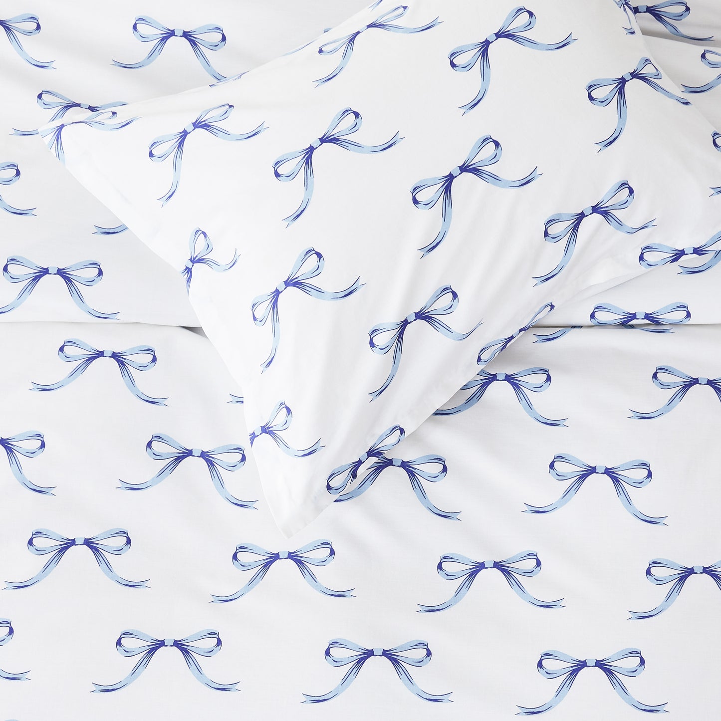 Bows Printed Cotton Percale Duvet Set