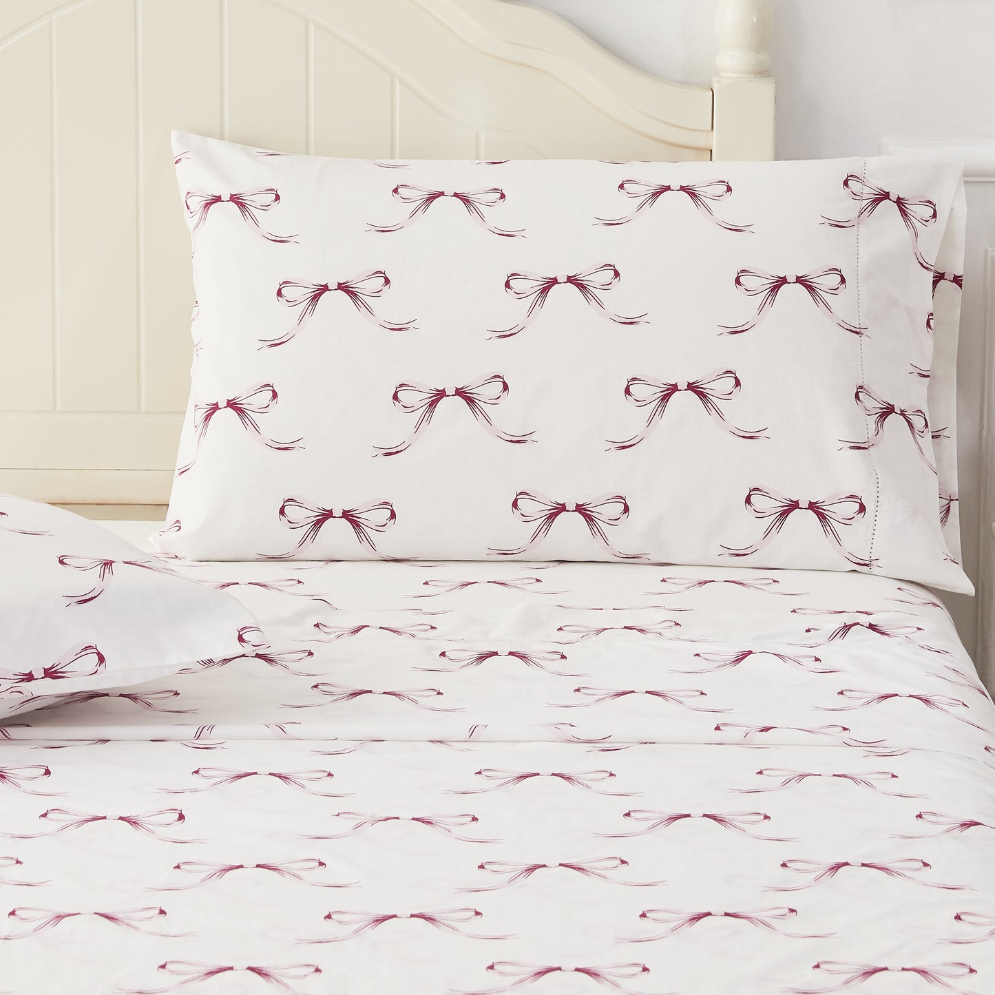 Bows Printed Cotton Percale Sheet Set