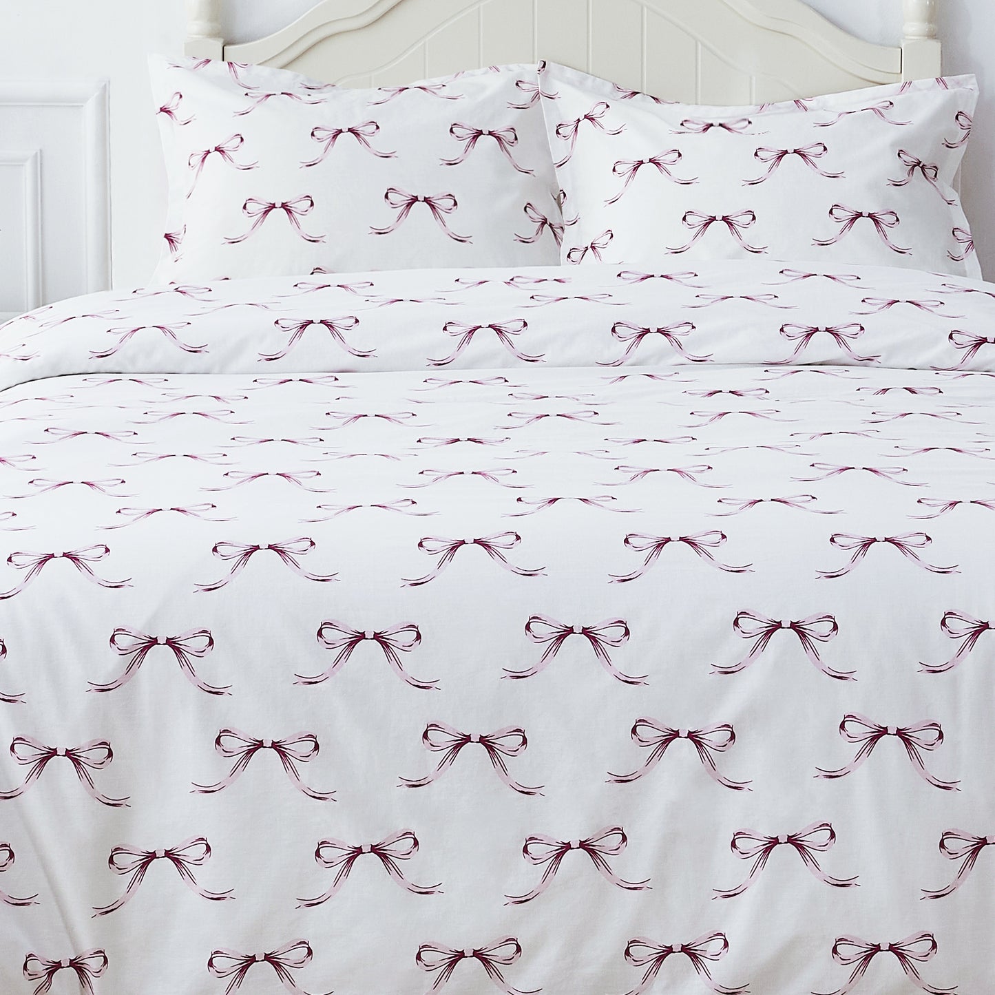 Bows Printed Cotton Percale Duvet Set