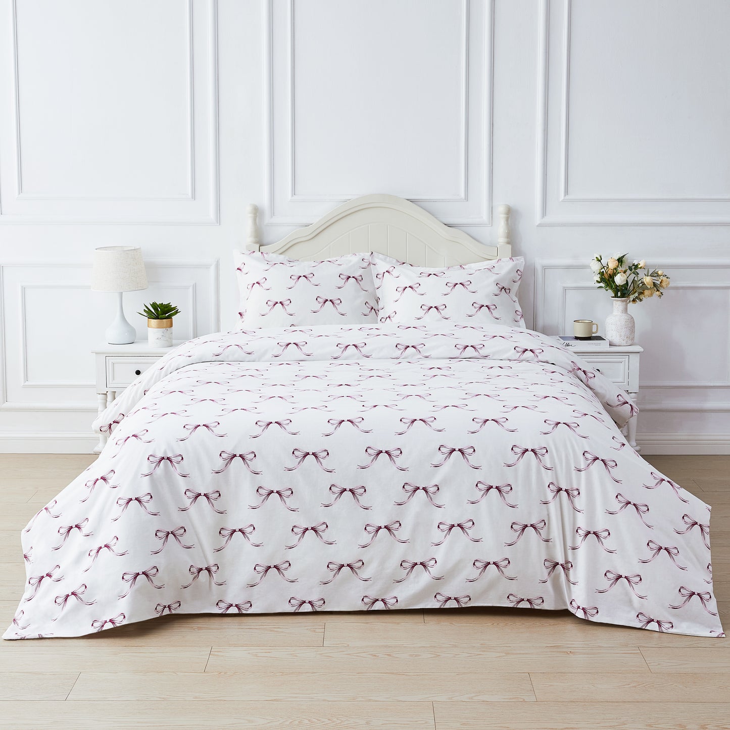 Bows Printed Cotton Percale Duvet Set