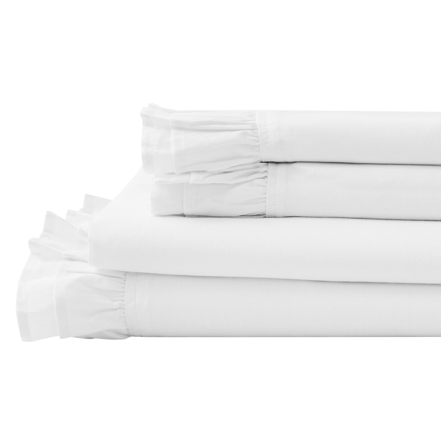 Double Ruffle Cotton Percale Sheet Set