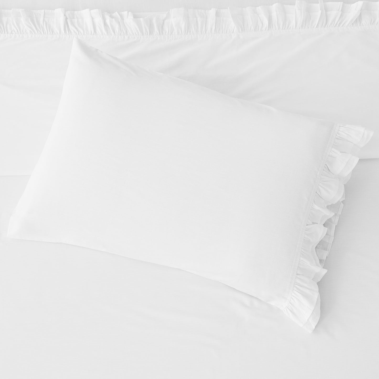 Double Ruffle Cotton Percale Sheet Set
