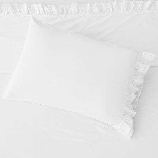 Double Ruffle Cotton Percale Sheet Set