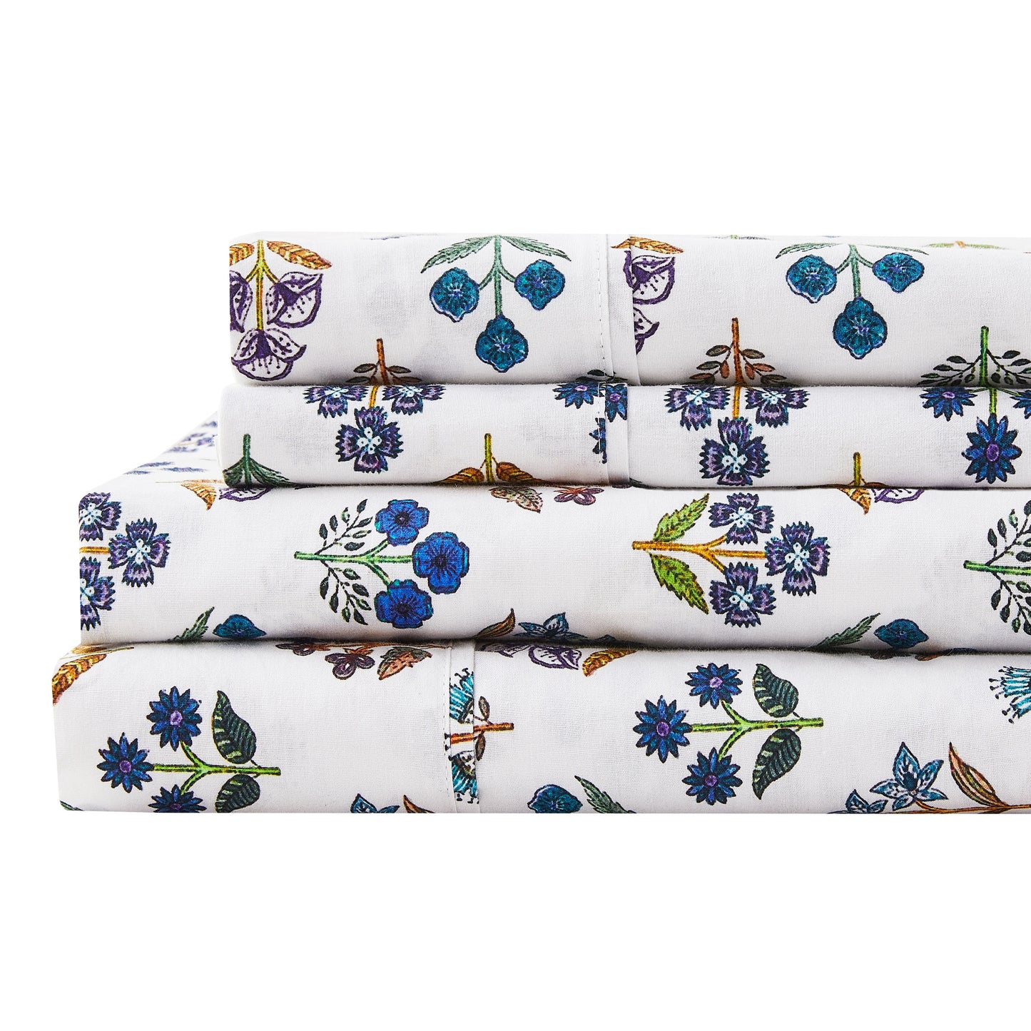 Sumita Floral Printed Cotton Percale Sheet Set