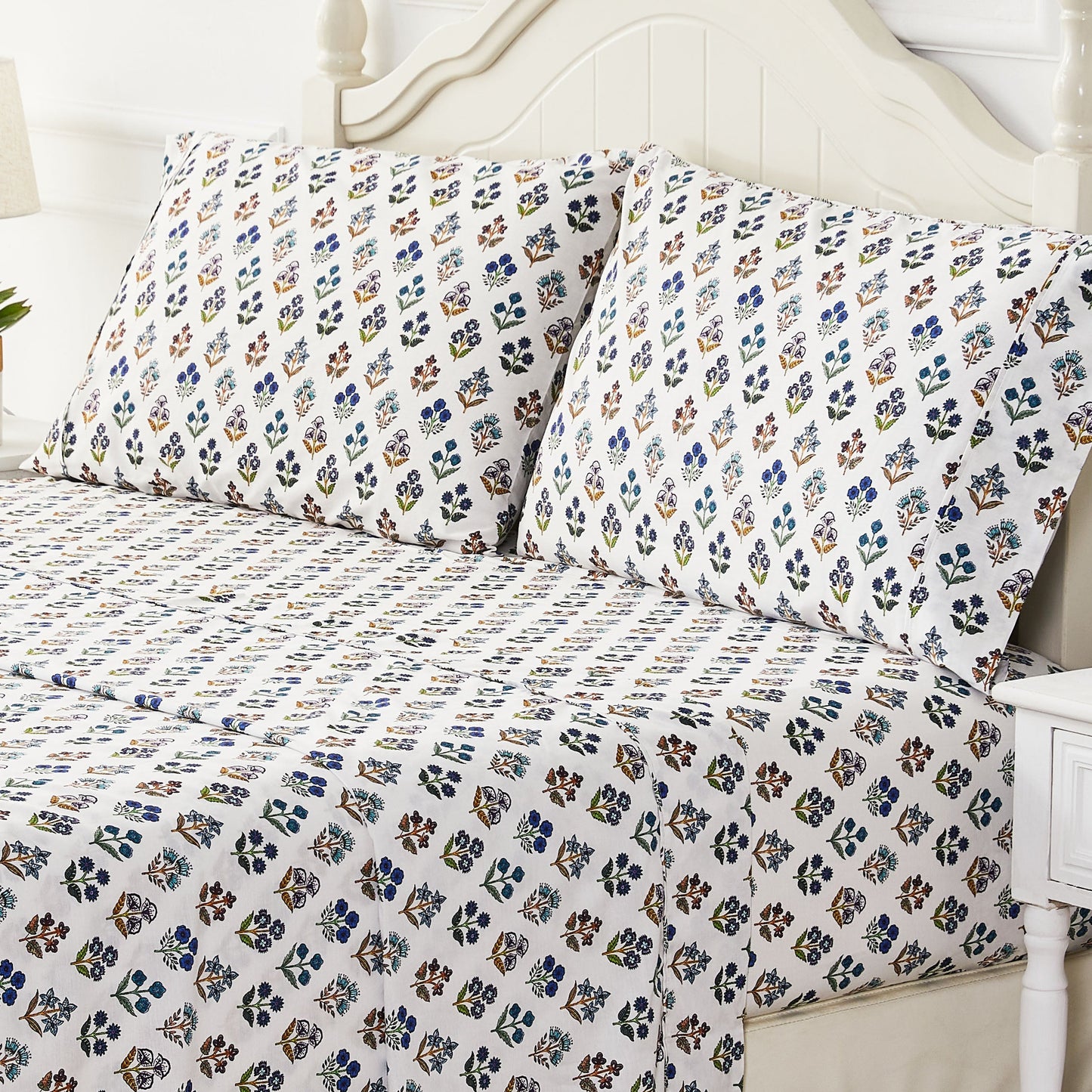 Sumita Floral Printed Cotton Percale Sheet Set