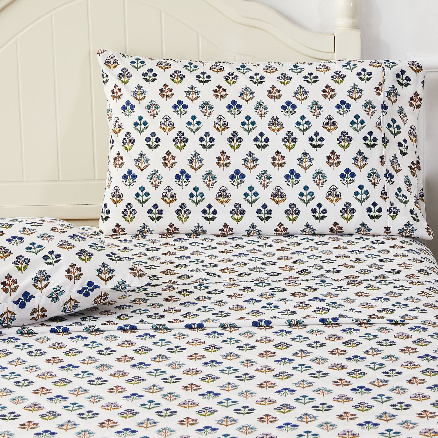 Sumita Floral Printed Cotton Percale Sheet Set