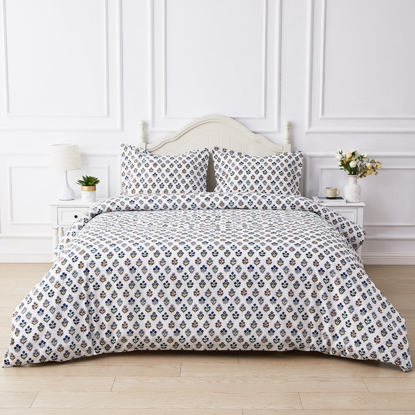 Sumita Floral Printed Cotton Percale Duvet Set