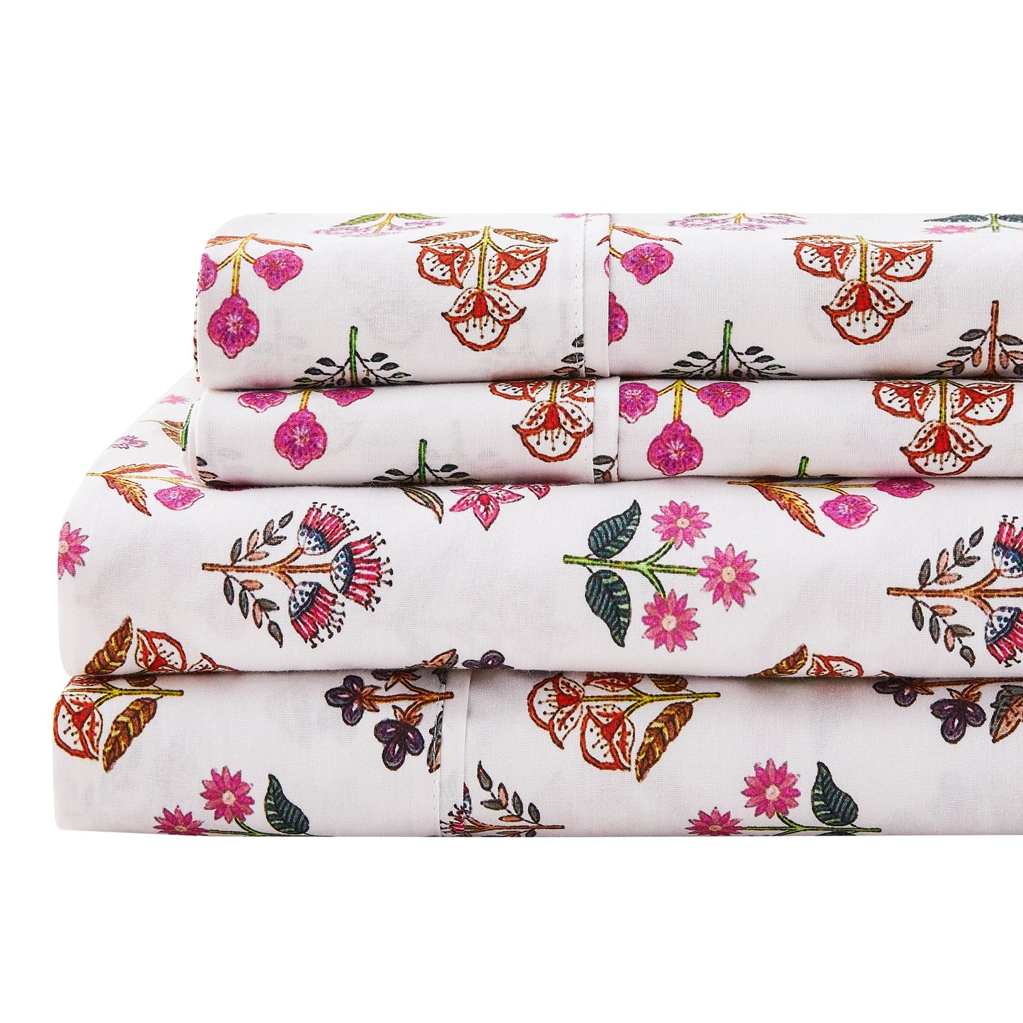 Sumita Floral Printed Cotton Percale Sheet Set
