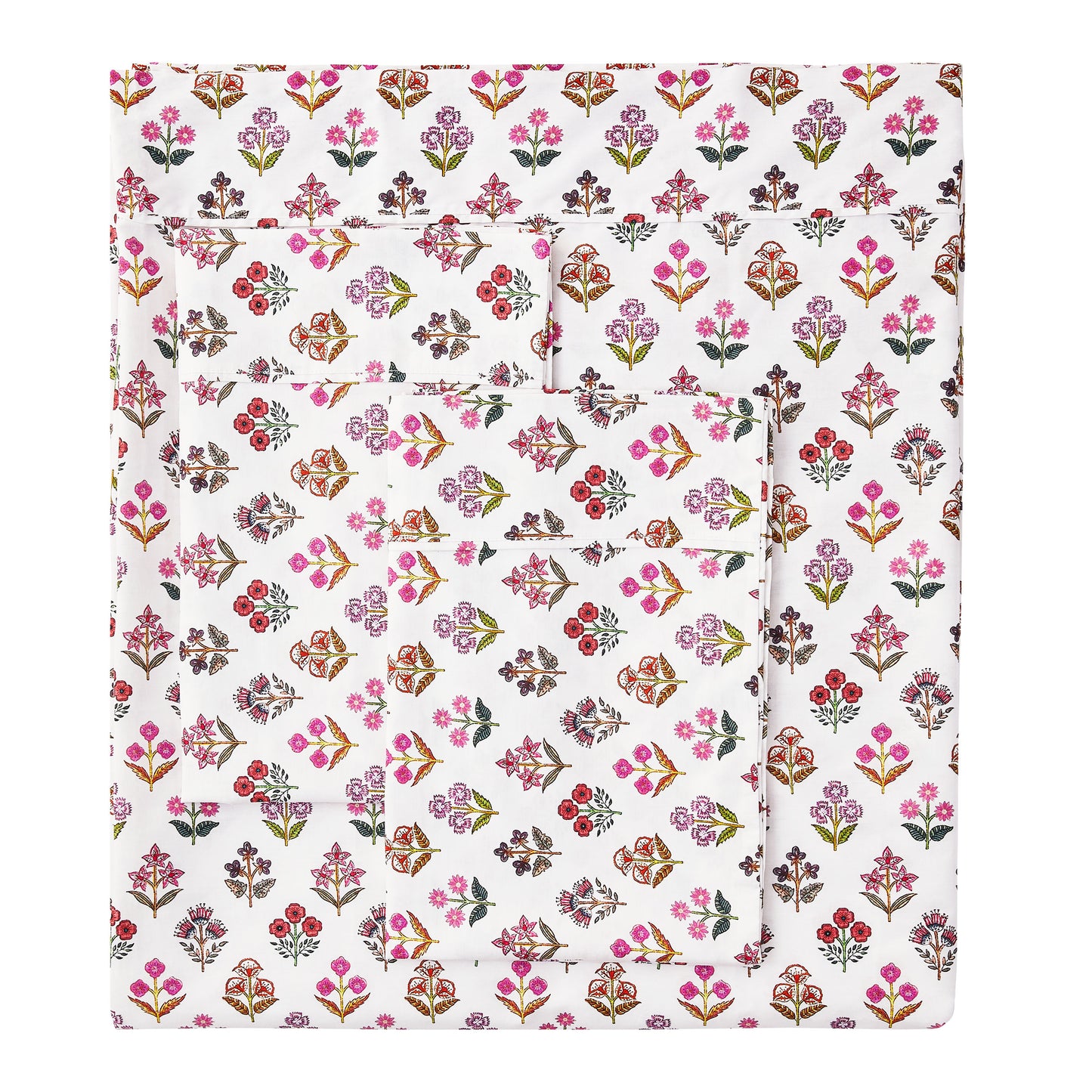 Sumita Floral Printed Cotton Percale Sheet Set