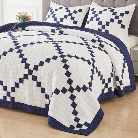 Irish Chain Patchwork Cotton Quilt Set