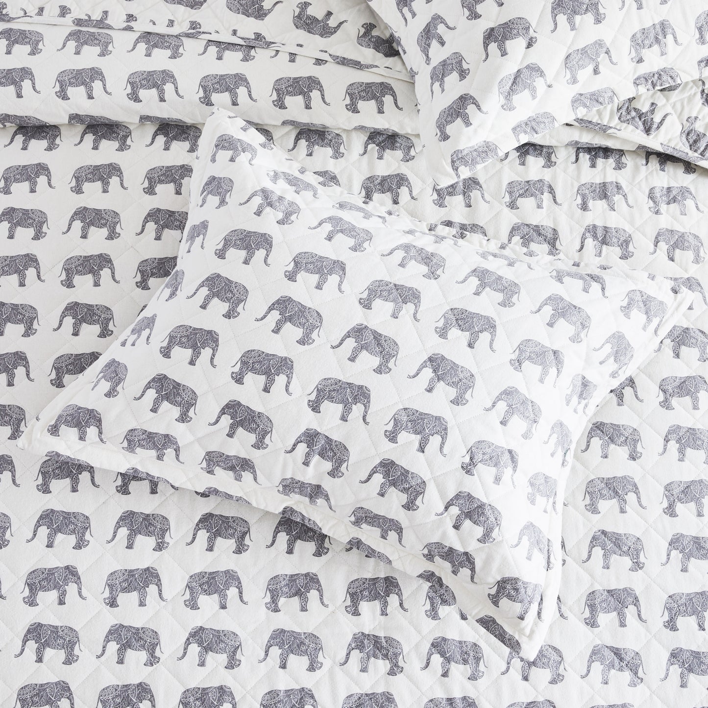 Elephants Cotton Flannel Quilt Set