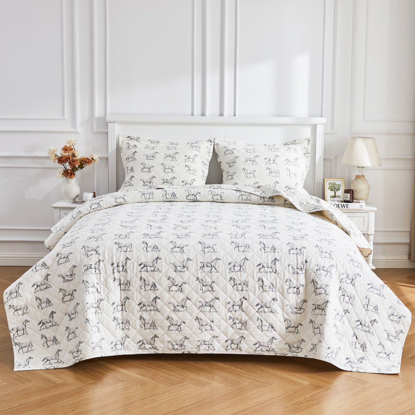 Horses Cotton Flannel Quilt Set