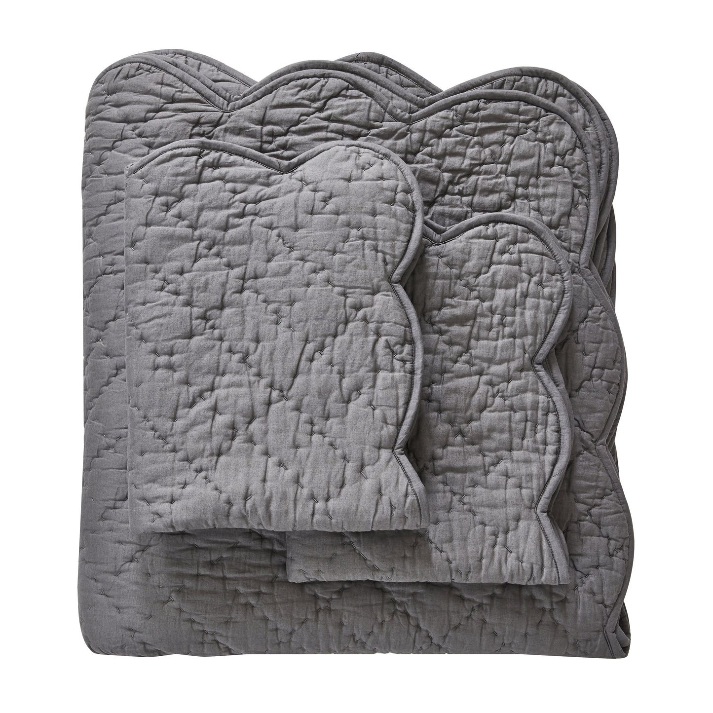 Diamond Scallop Cotton Voile Hand Stitched Quilt Set