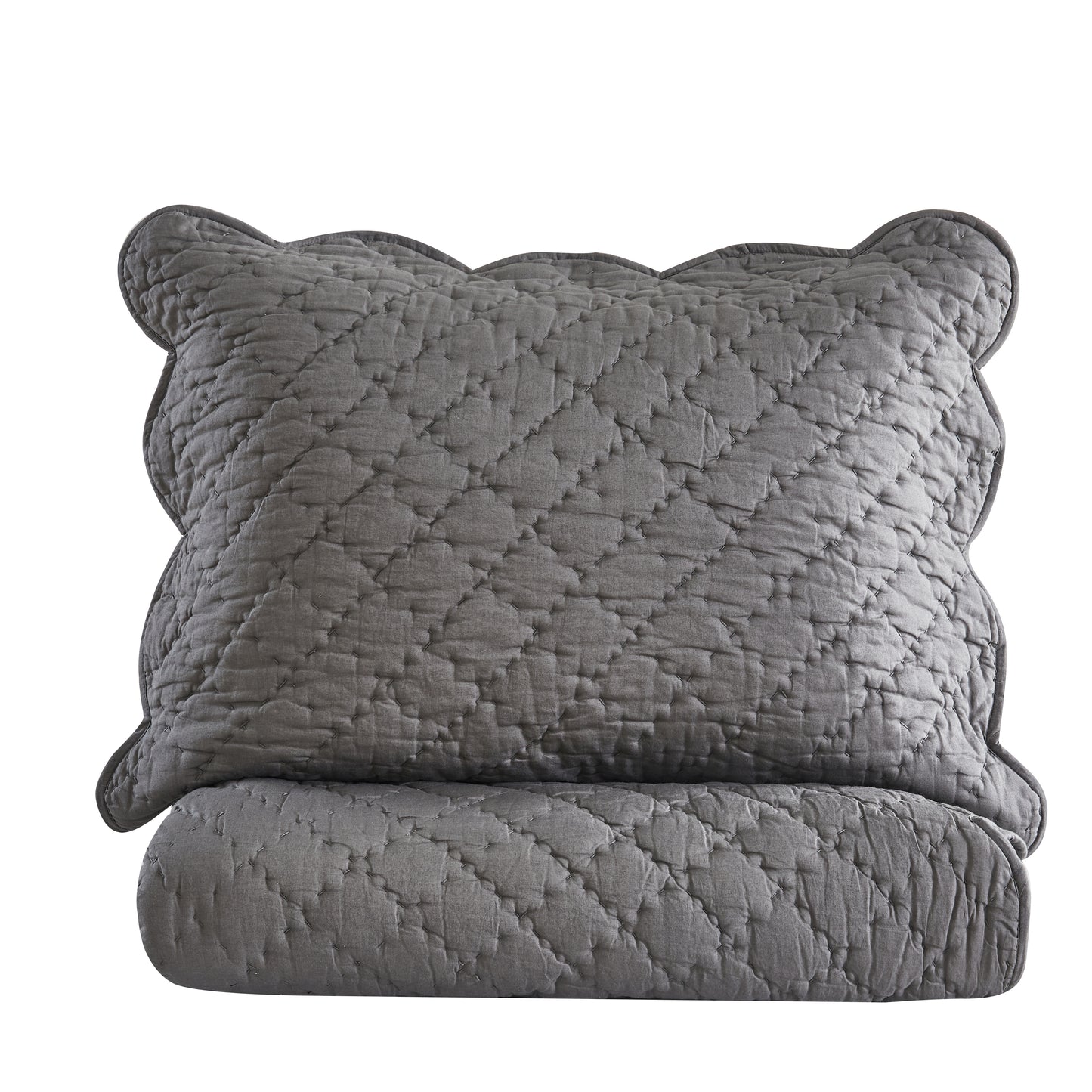 Diamond Scallop Cotton Voile Hand Stitched Quilt Set