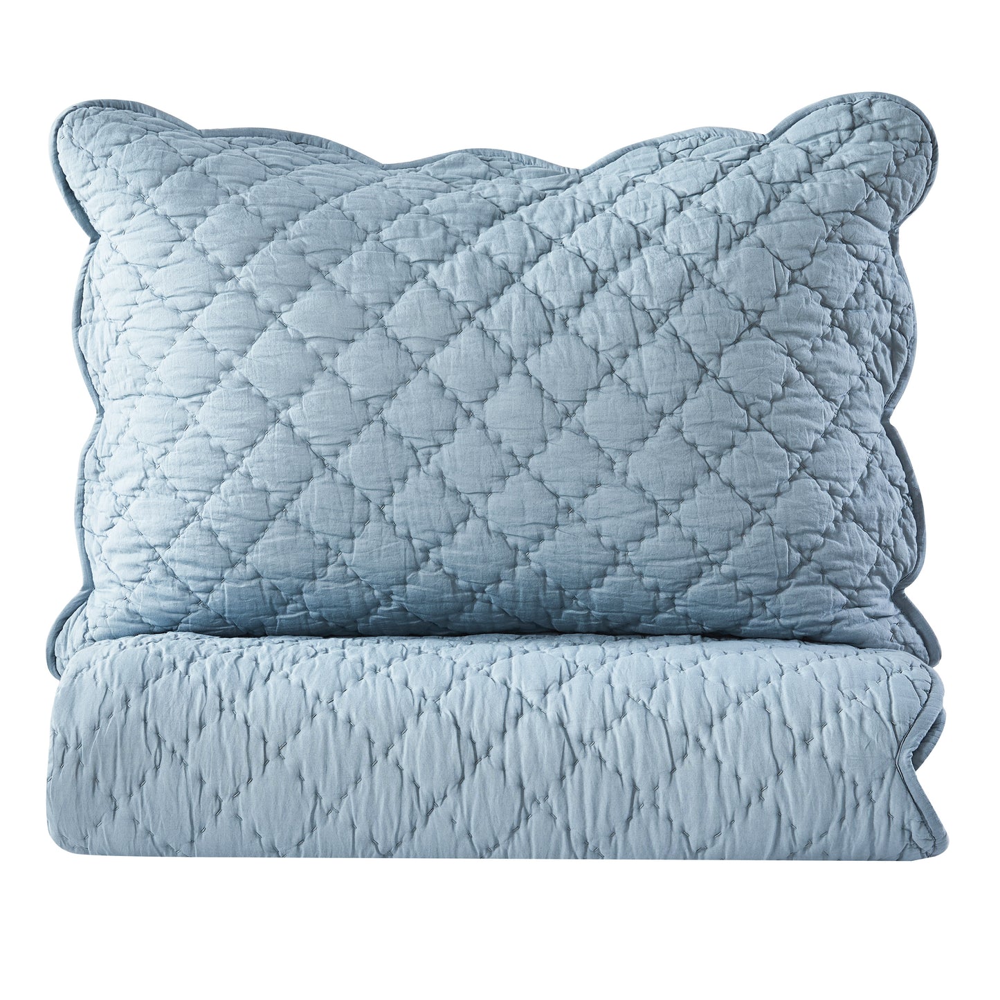 Diamond Scallop Cotton Voile Hand Stitched Quilt Set