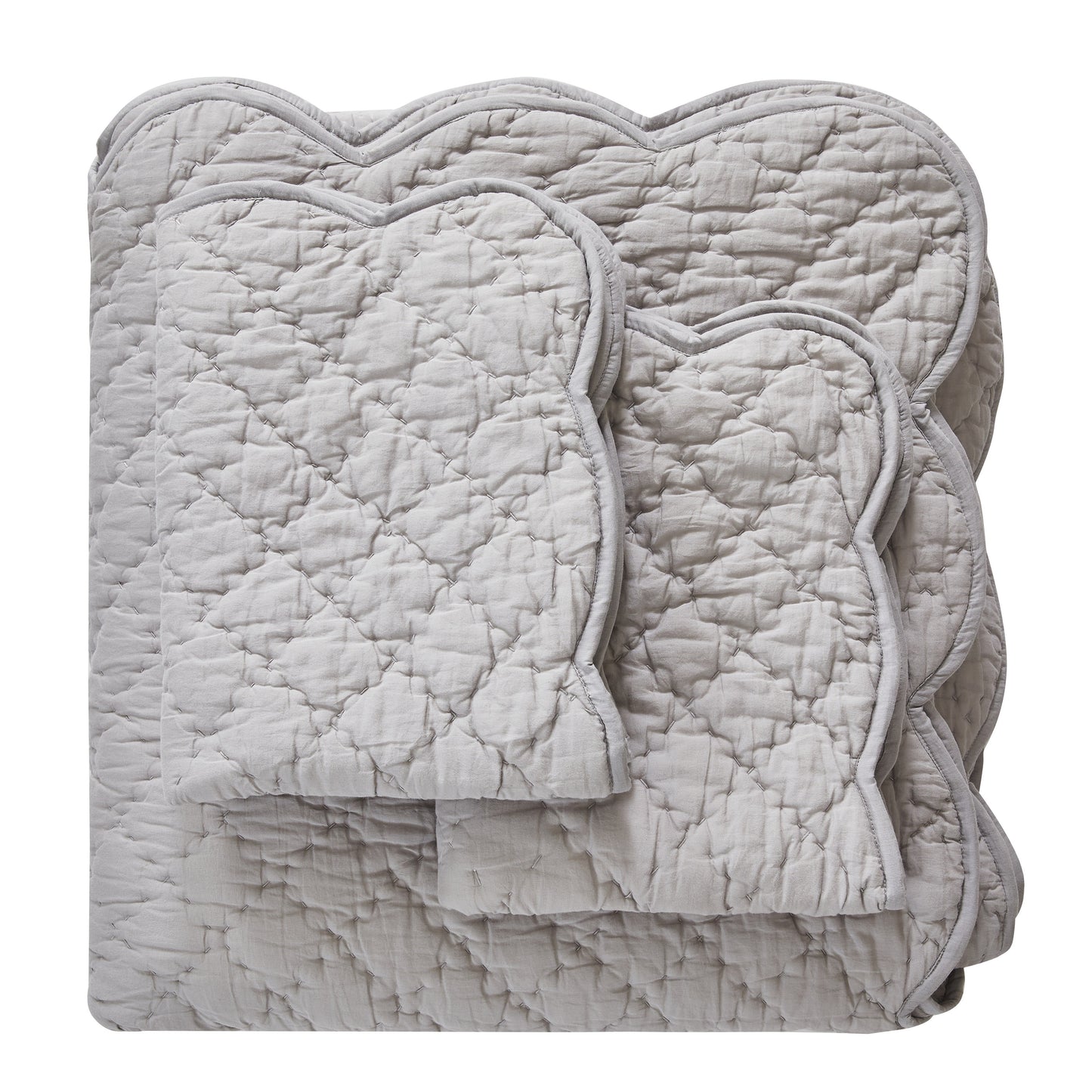Diamond Scallop Cotton Voile Hand Stitched Quilt Set
