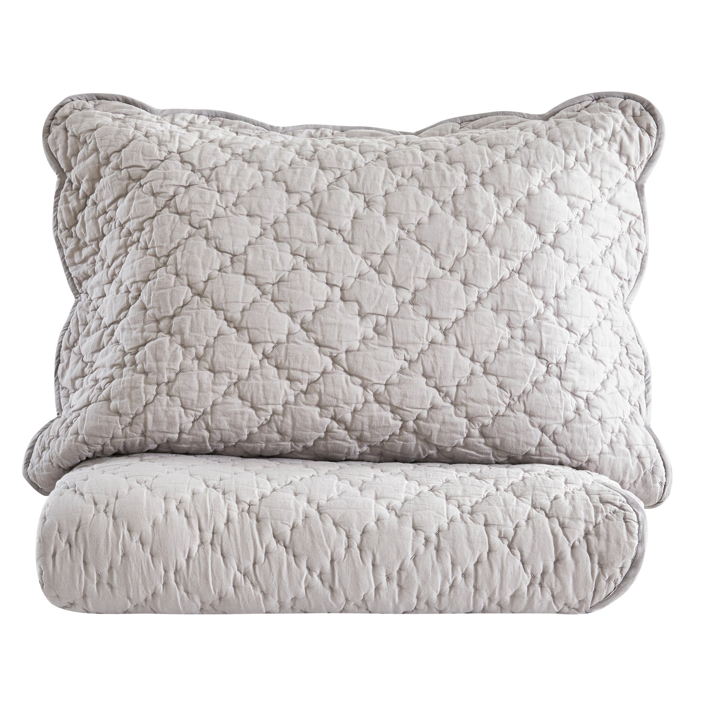 Diamond Scallop Cotton Voile Hand Stitched Quilt Set