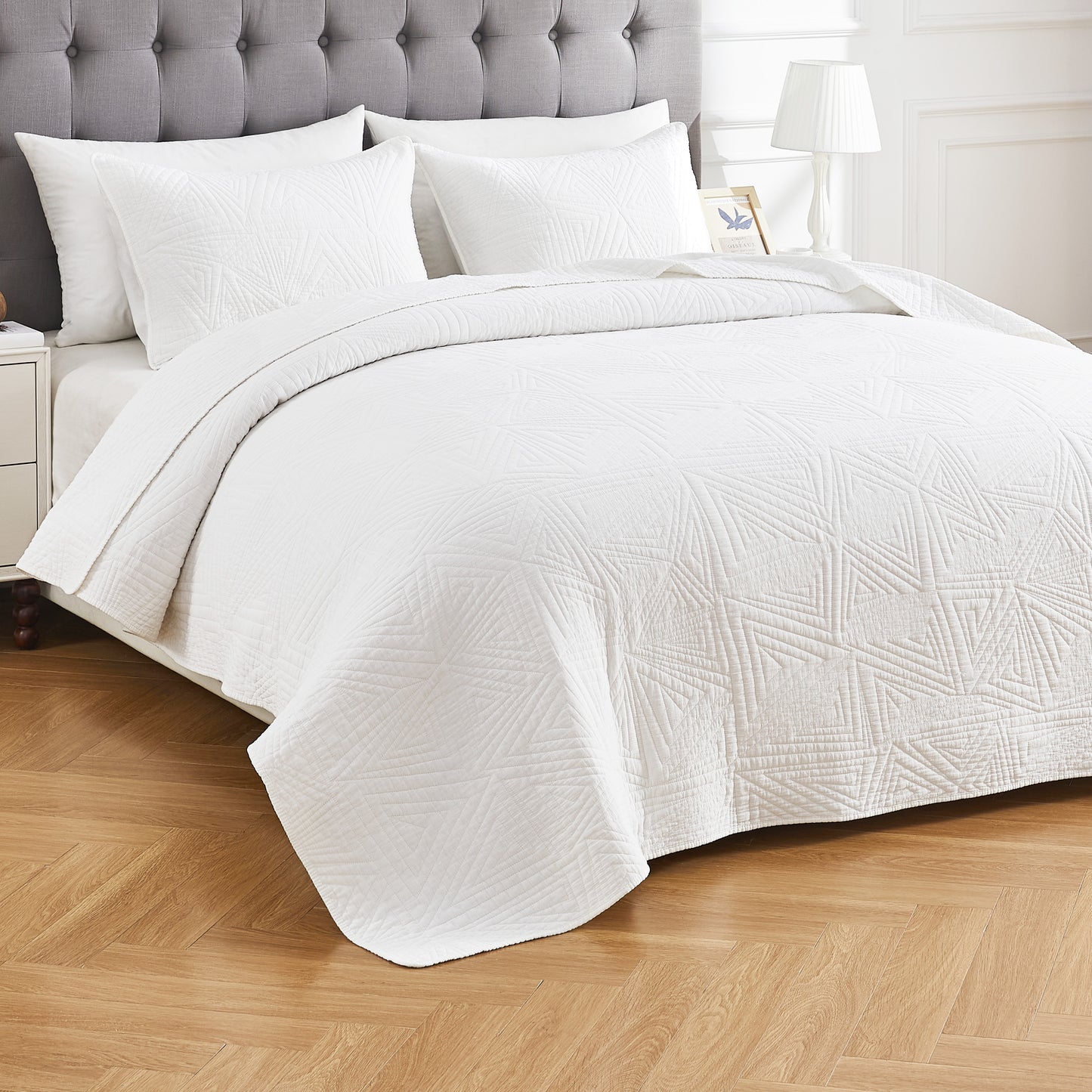 Dancing Triangles Stonewashed Cotton Quilt Set