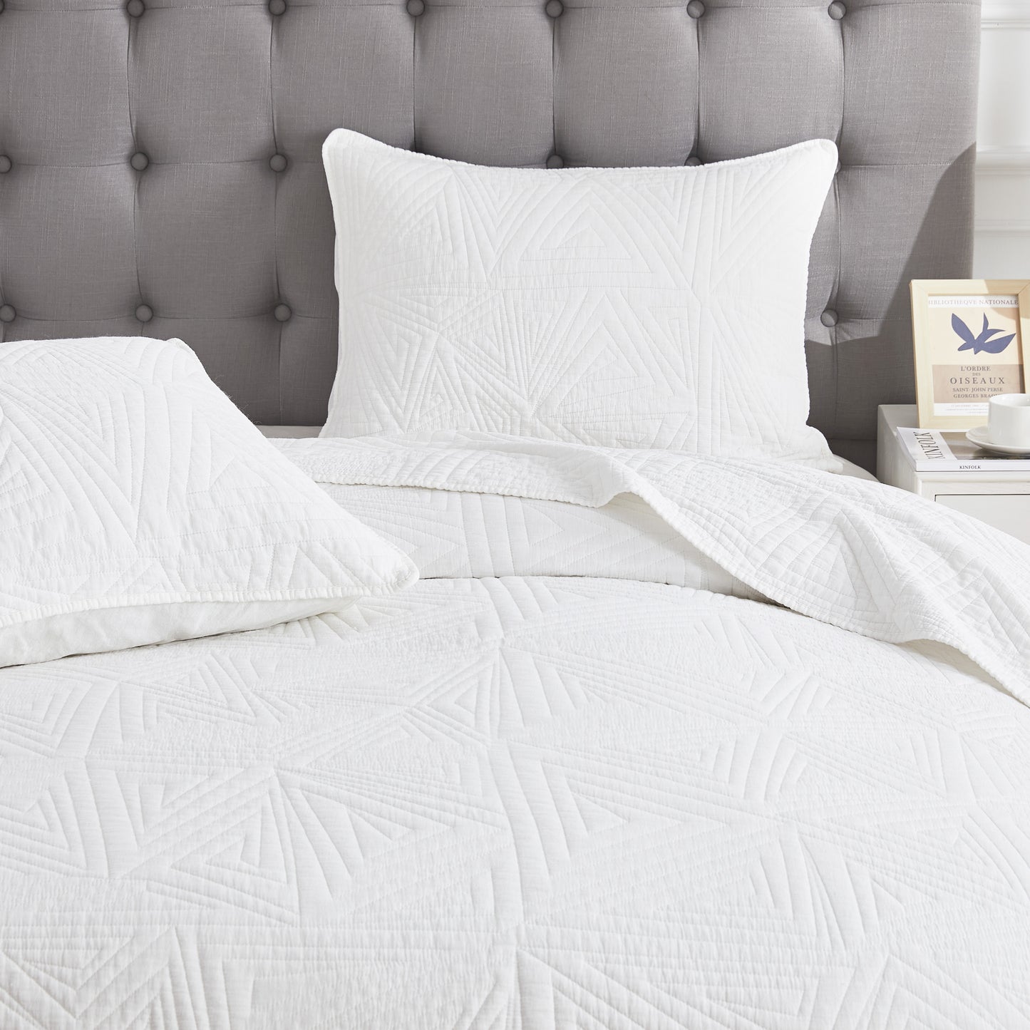 Dancing Triangles Stonewashed Cotton Quilt Set
