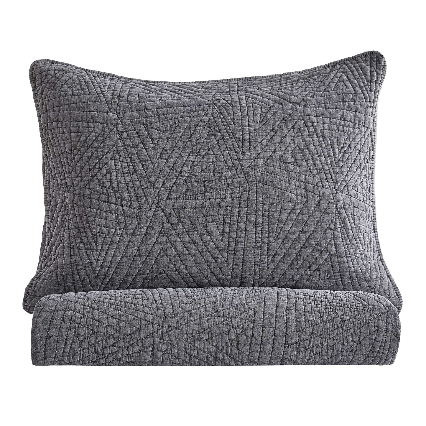Dancing Triangles Stonewashed Cotton Quilt Set