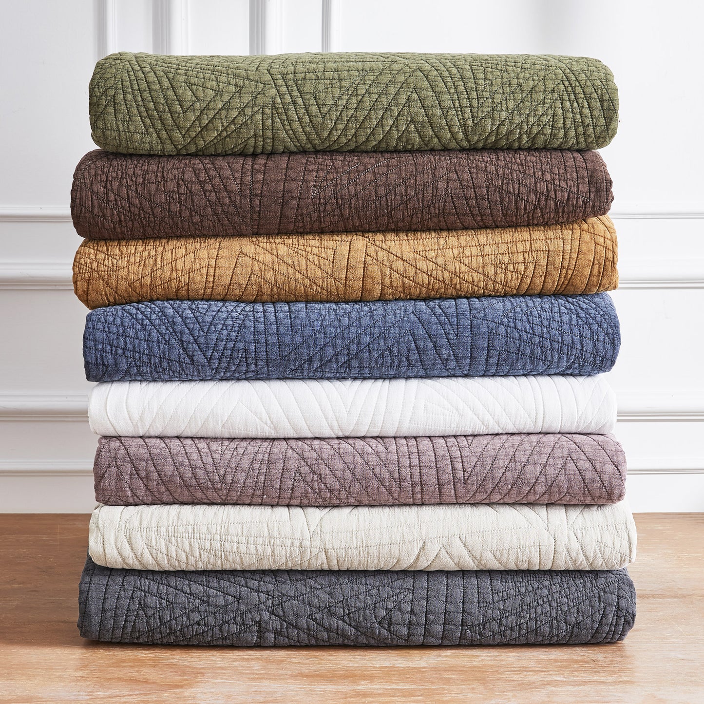 Dancing Triangles Stonewashed Cotton Quilt Set