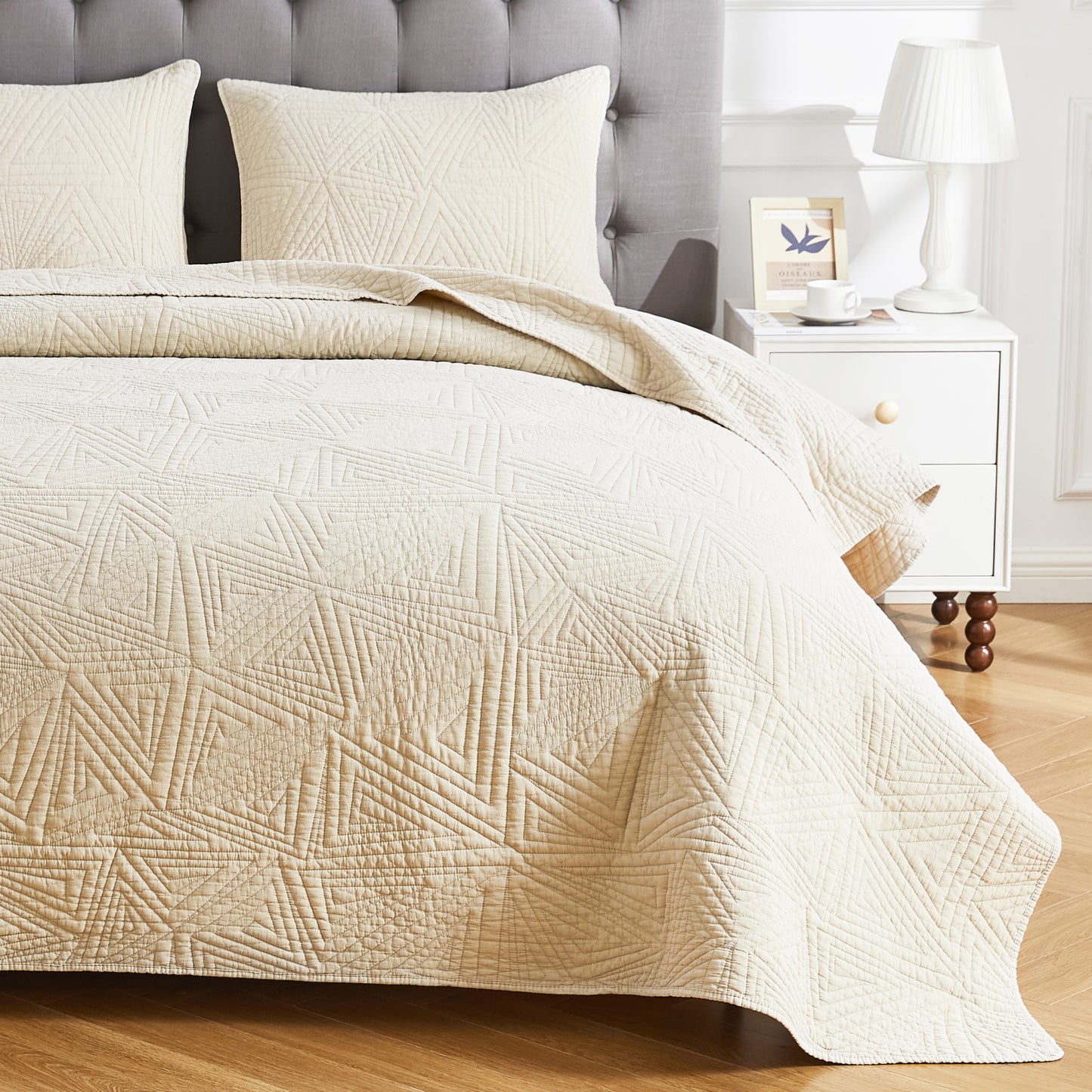 Dancing Triangles Stonewashed Cotton Quilt Set