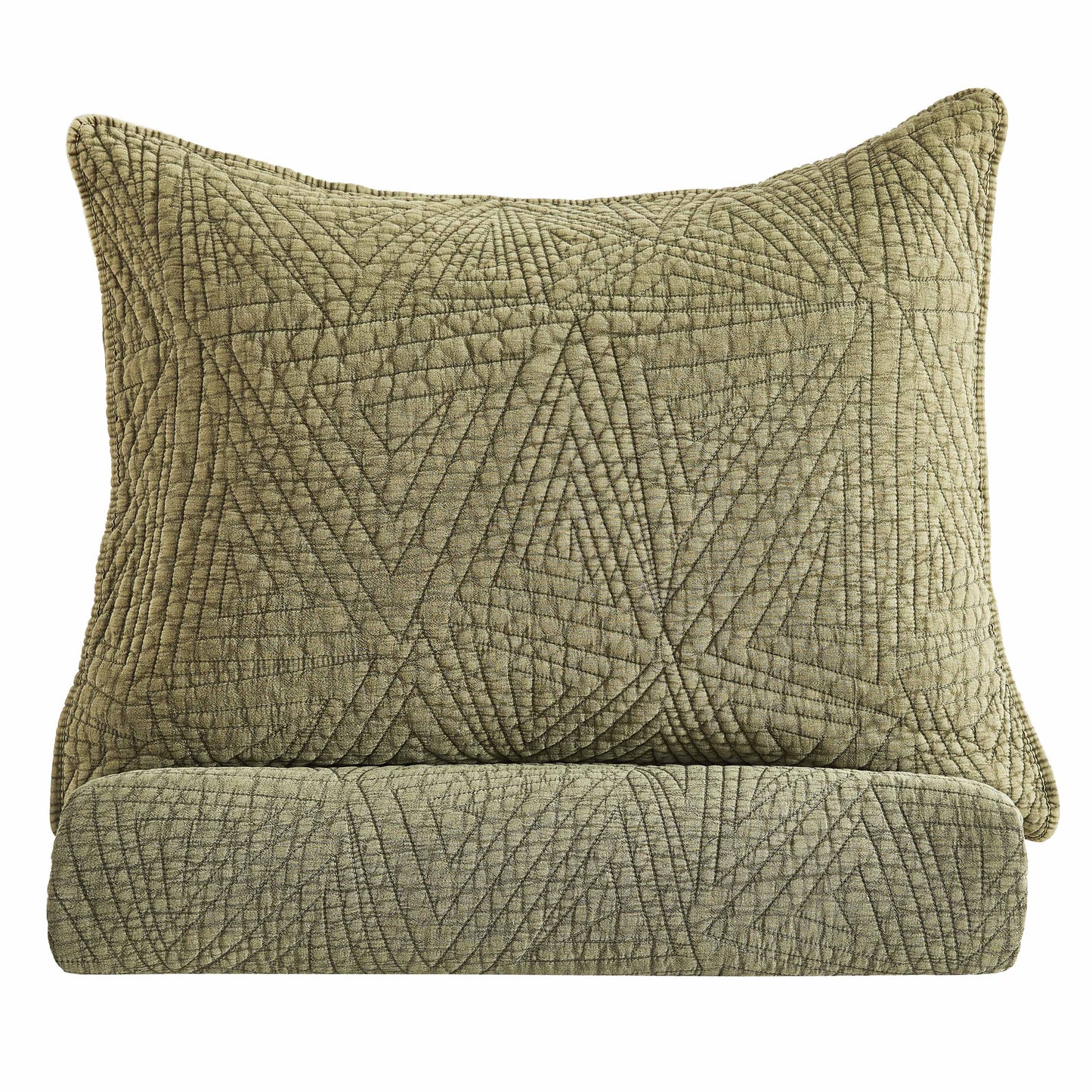 Dancing Triangles Stonewashed Cotton Quilt Set