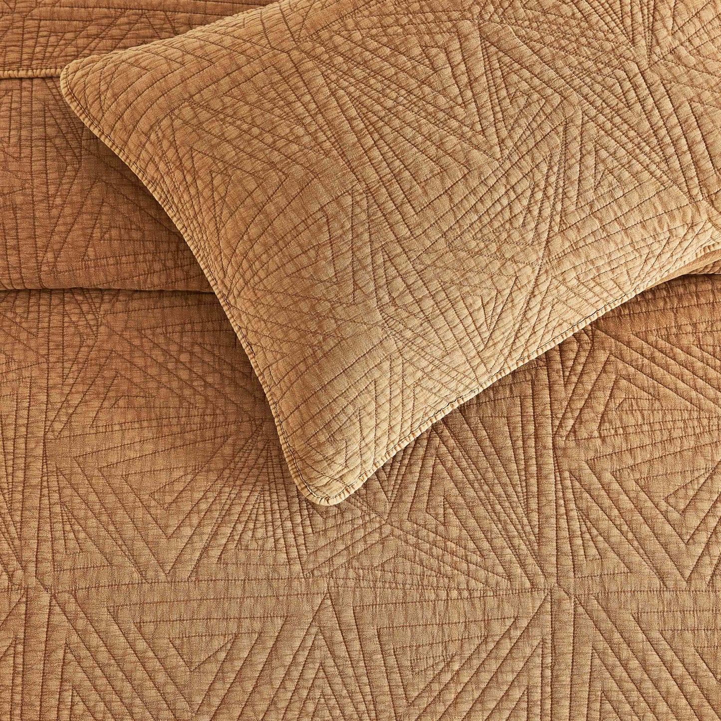 Dancing Triangles Stonewashed Cotton Quilt Set