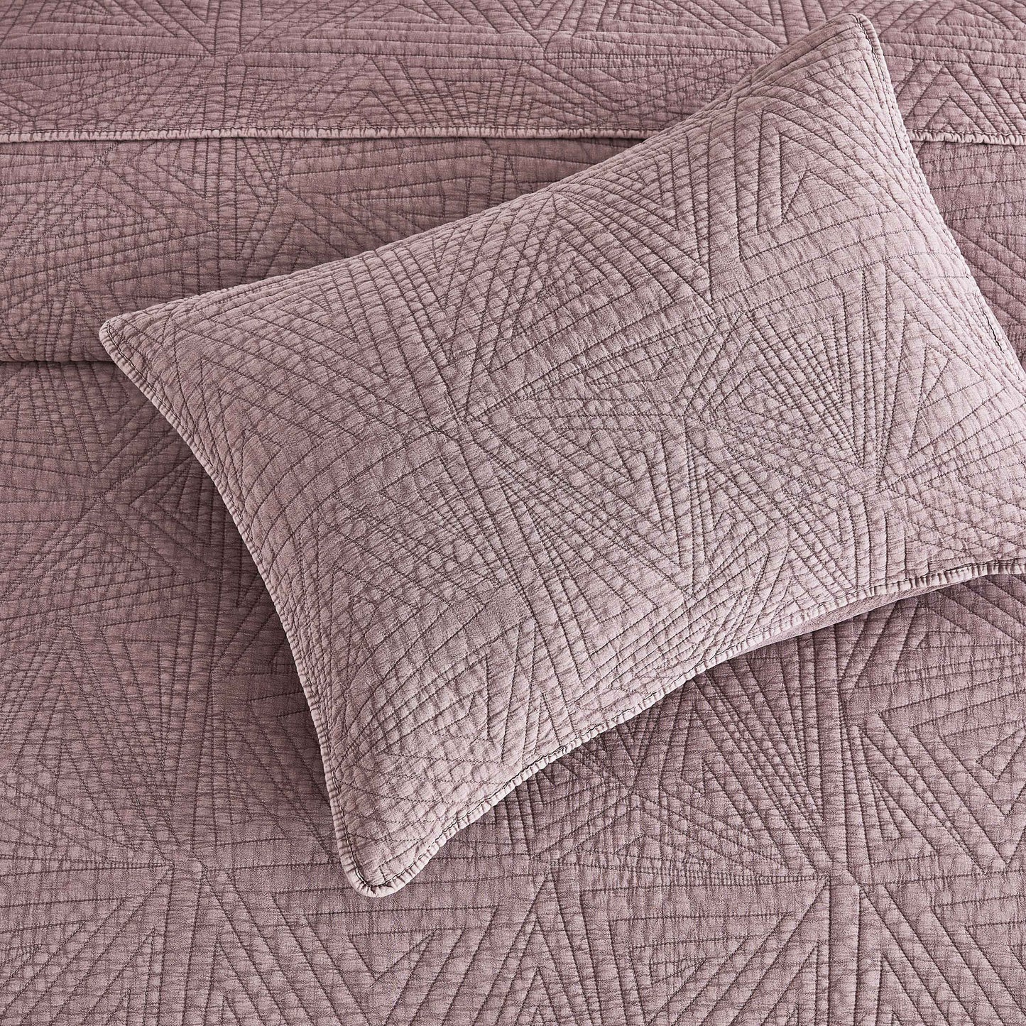 Dancing Triangles Stonewashed Cotton Quilt Set