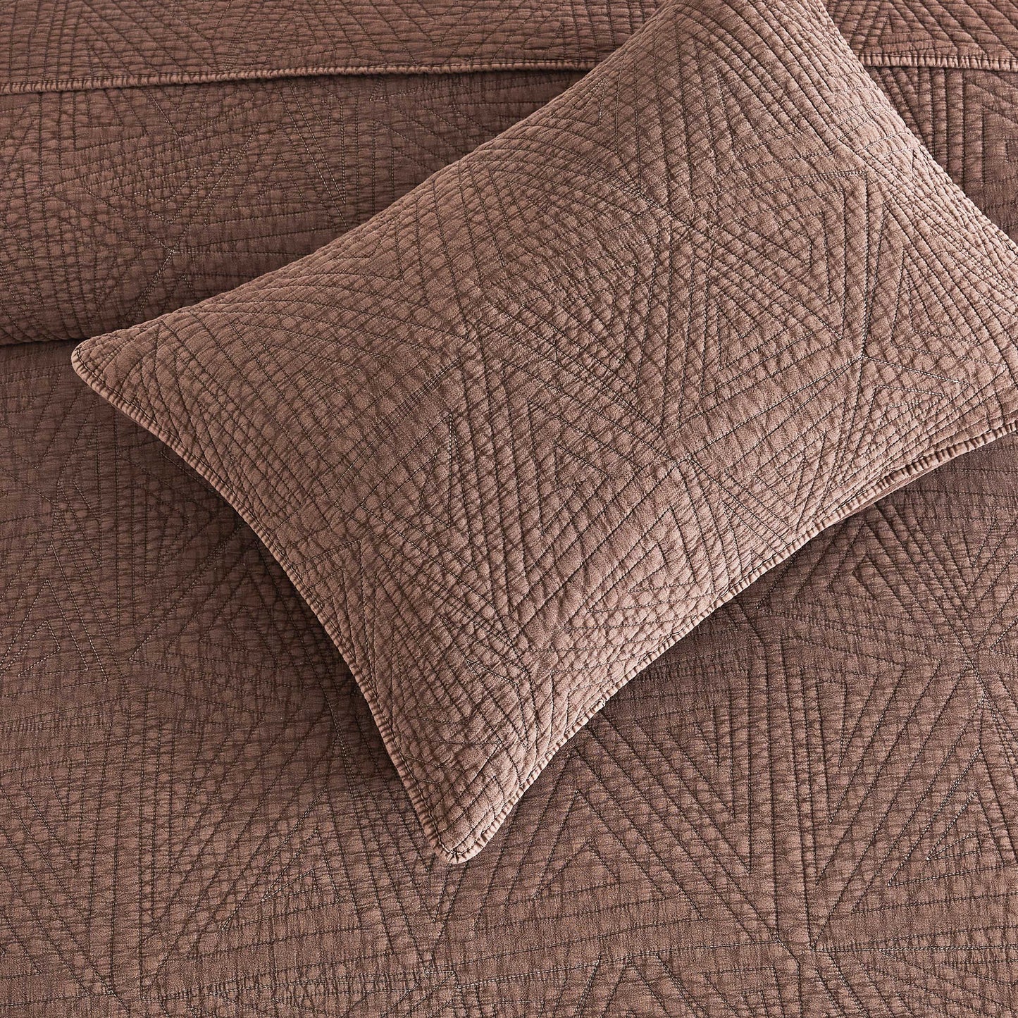 Dancing Triangles Stonewashed Cotton Quilt Set
