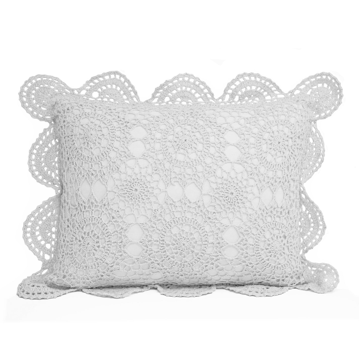 Hand Made Crochet Cotton Boudoir Pillow