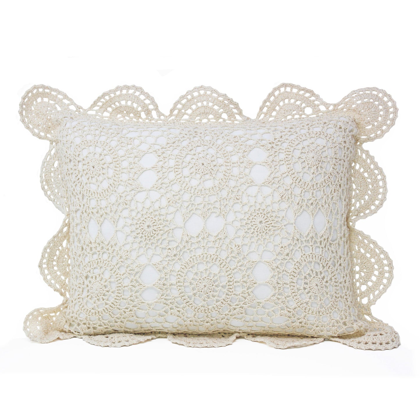 Hand Made Crochet Cotton Boudoir Pillow