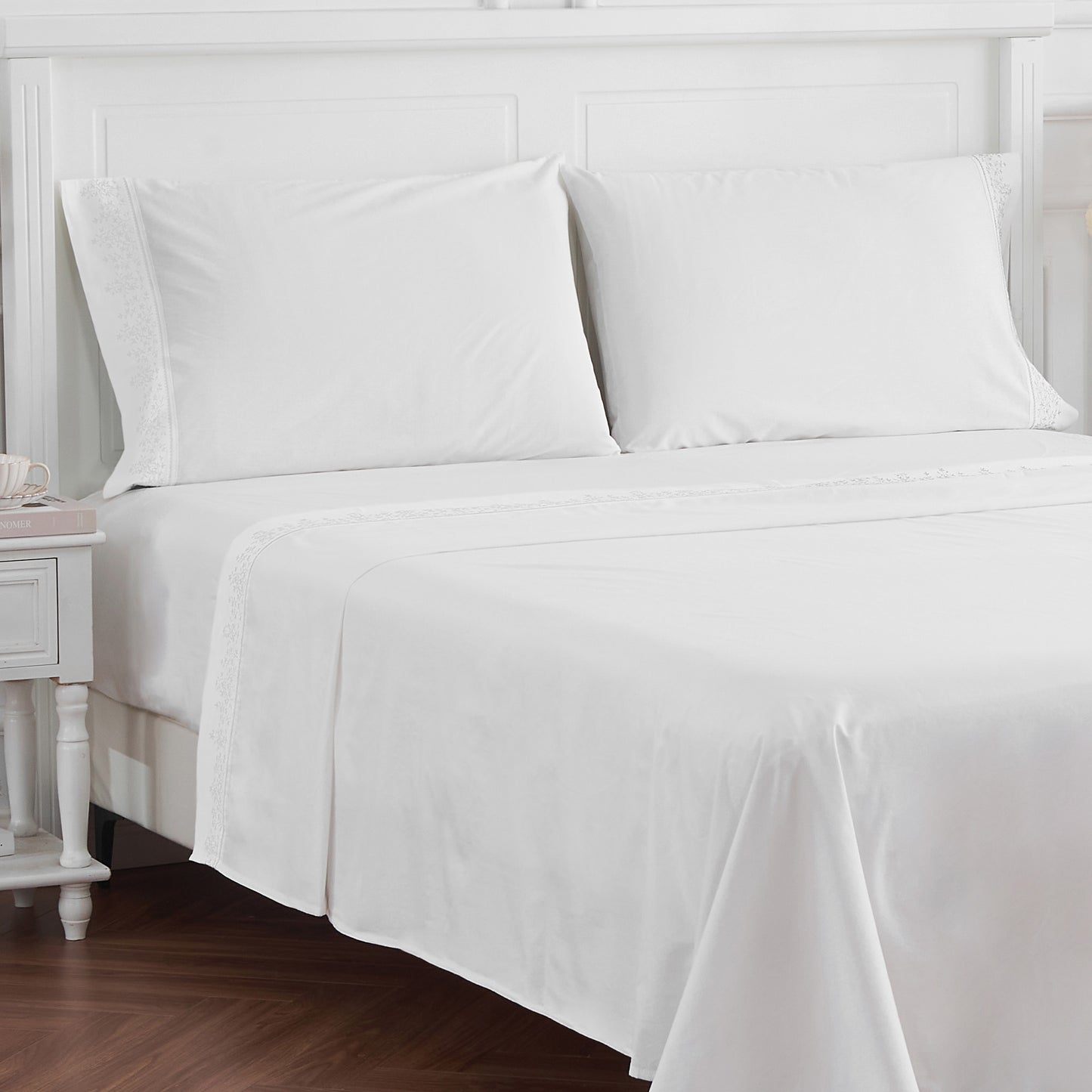 Baby's Breath Embroidered Percale Sheet Set