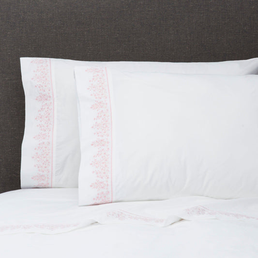 Baby's Breath Embroidered Percale Pillowcase Pair