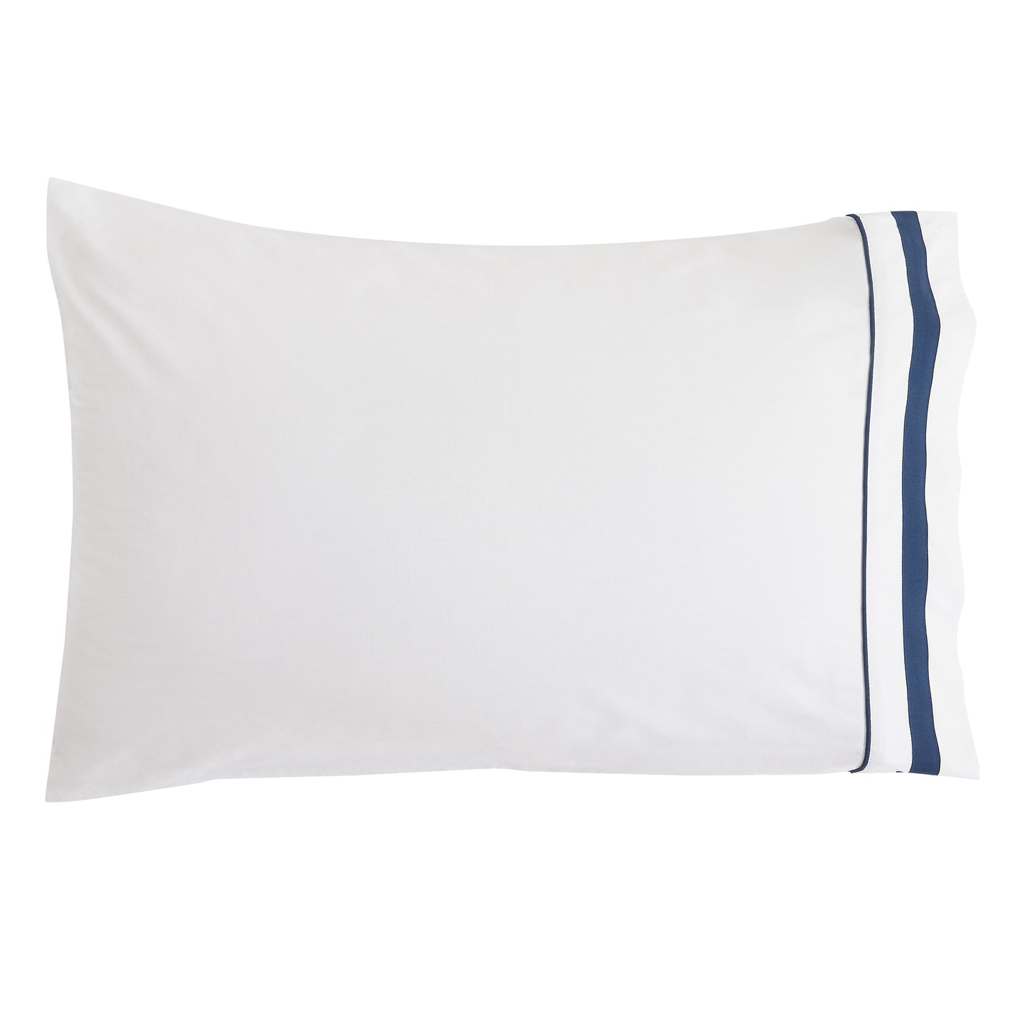 Classic Double Border Percale Cotton Pillowcase Pair