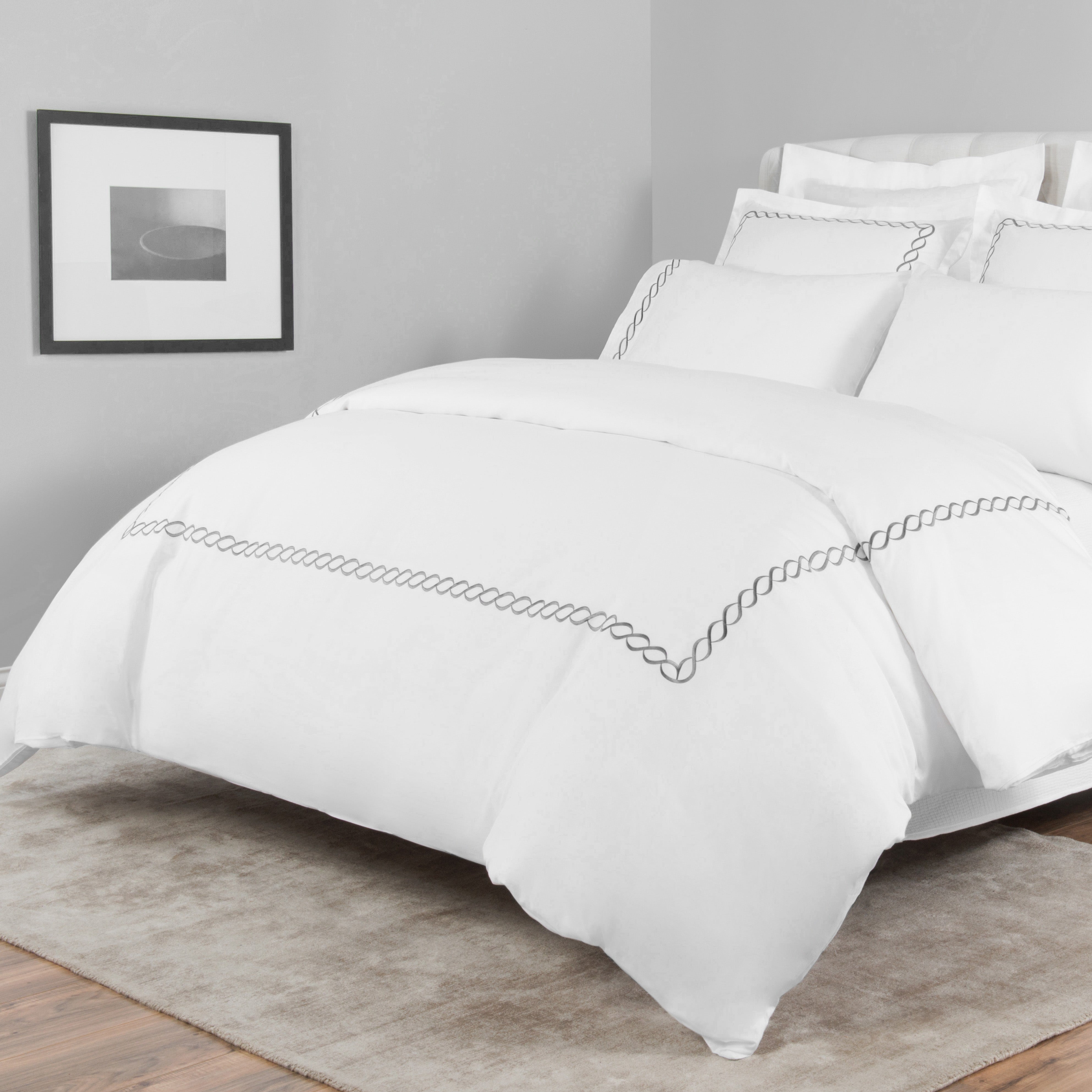 Melange Home Rope Embroidered 600TC Cotton outlets Duvet Set King