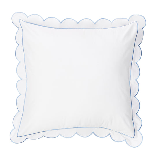 Scallop Frame Embroidered Cotton Percale Euro Sham Pair