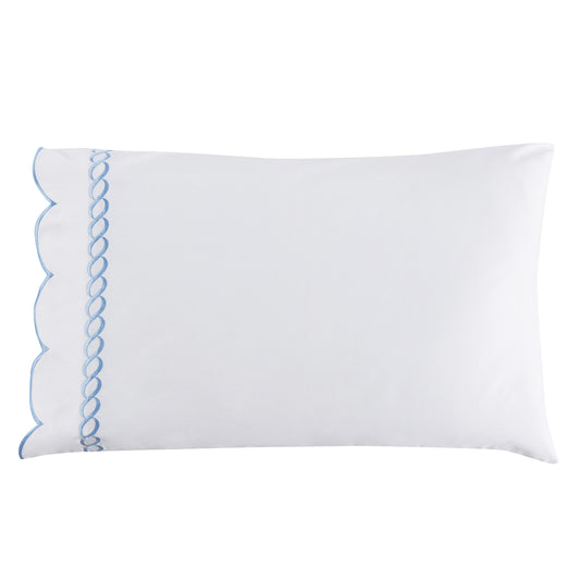 600 Thread Count Scallop Rope Embroidered Cotton Pillowcase Pair